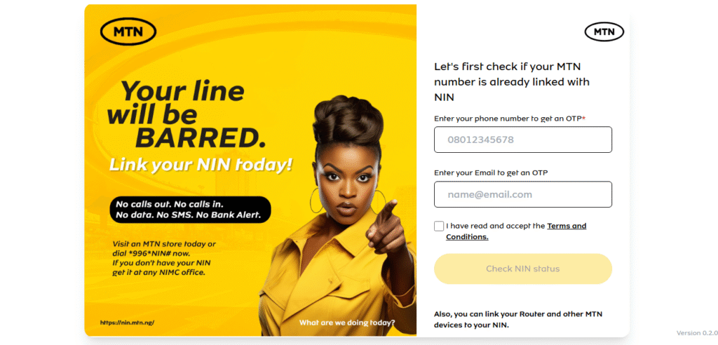 Link NIN to MTN Line Online